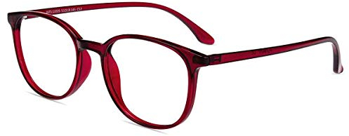 Firmoo Blaulichtfilter Lesebrille 1.0 für Damen Herren, Anti Blaulicht Lesehilfe Sehhilfe Brille, Eckige Blaufilter Lesebrille gegen Augen-/Kopfschmerzen Blendfrei Kratzfest (1.0x, Weinrot)