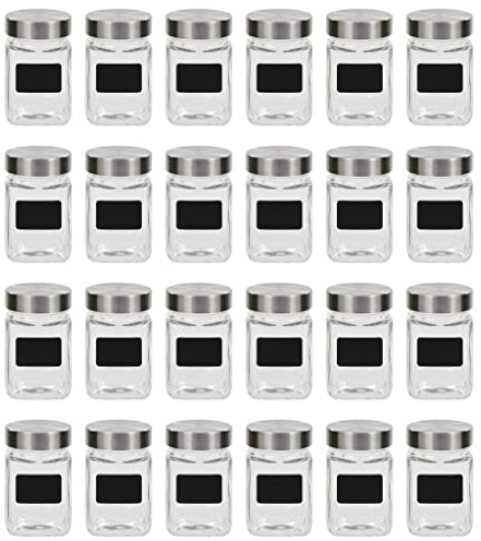 vidaXL Lot de 24 bocaux en verre avec autocollants - 300 ml
