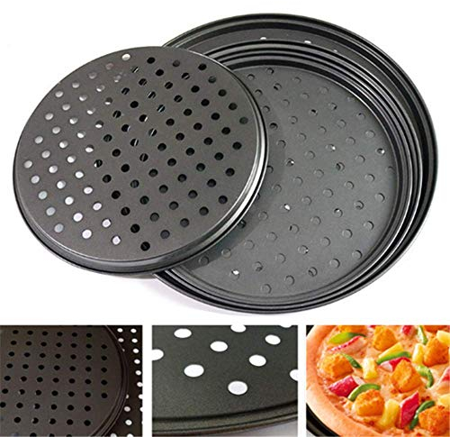 AIMEITE Pizzablech Antihaft-Pizza-Backblech Rund mit Löchern Karbonstahl Pizzablech Gelocht Rund Pizzatablett Mehrere Größen (26cm)