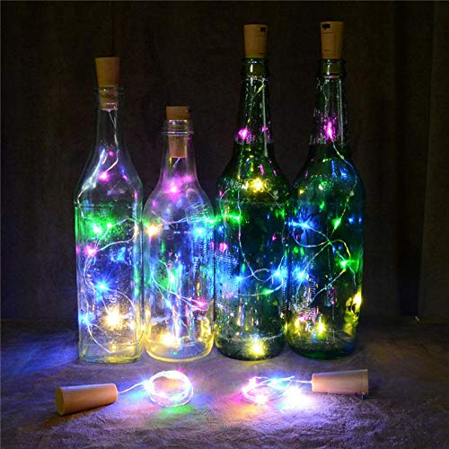 KALUO 3M 30 LED Multi-Color Bottle Lights (10 Pack),Copper Wire Cork Rope Lights Battery Operated for Wine Bottle,Starry String Light for Parties, Wedding, Christmas Decoration