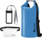 KYG Bolsa Estanca Impermeable 5L/10L/20L Set de Mochila con Funda de Móvil y Bolsa Seca de Cintura para Playa y Deportes al Aire Kayak Senderismo Esquí Pesca Escalada 10L Azul Claro