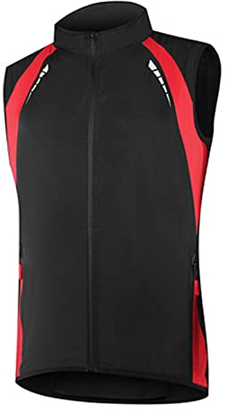 SFITVE Léger Gilet de Cyclisme Homme,Respirant Coupe-Vent Cyclisme Gilet,Reflechissant Veste sans Manches,Haute Visibilité Vélo Running Gilet de Vélo Maillot (Size:L,Color:Noir)