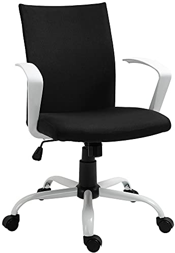 Vinsetto Bürostuhl Schreibtischstuhl mit Wippenfunktion Kopflehne Home-Office-Stuhl höhenverstellbarer ergonomisch 360°-Drehräder Schaumstoff Nylon Schwarz 61 x 61 x 89-99 cm
