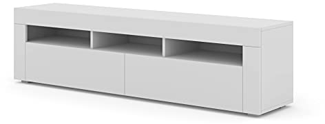 BIM Furniture Lowboard TV Schrank Moreno 160 cm Hängend oder Stehen universal Unterschrank Fernsehschrank TV Board Sideboard HiFi-Tisch Hängender Schrank (Weiß Matt)