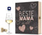 Leonardo Weißweinglas mit Gravur inkl. bedruckter Holzkiste - Beste Mama der Welt - Geschenk für Mama zum Muttertag - Weißweinglas Rotweinglas als Geburtstagsgeschenk für Mama im Geschenkset