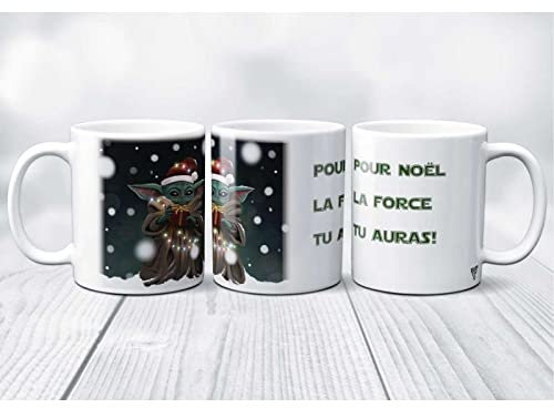 SUPER FABRIQUE Mug/Tasse en céramique Bébé Yoda père Noël, imprimée en France