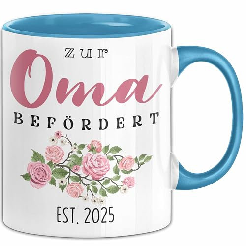 Du Wirst Oma 2025 Tasse Geschenk Schwangerschaft Verkünden Großmutter Überraschung Baby Kaffeetasse Oma Befördert 2025 (Blau)