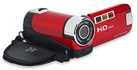 wendeekun Videocámara Videocámara, Videocámara Digital Full HD de Alta Definición Zoom 16X, Sensor COMS Rotación de 270 °, Pantalla a Color de 2,4 Pulgadas Grabación de Video Vlogging DV Cámara(Rojo)