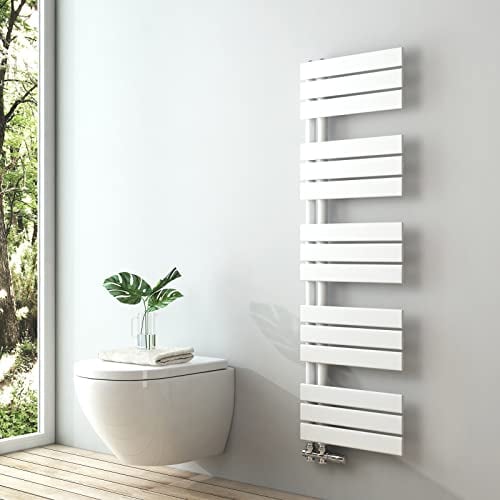 S'AFIELINA Design Badheizkörper Handtuchheizkörper Weiß Flach Paneel Seitenanschluss 1320x400mm Heizkörper für Bad Handtuchtrockner 570 Watt