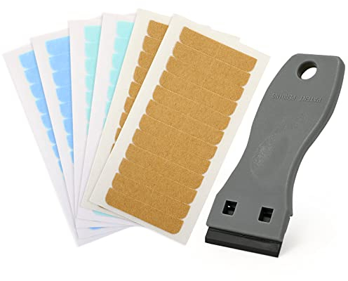 EHDIS 72Stk Stück Tape Extensions Klebeband für Hair, Tapes Klebestreifen Extensions, Ersatztapes für Tape Extensions, mit Mini Kunststoff Schaber