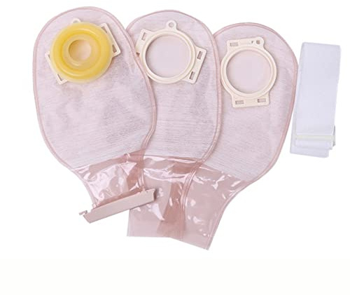 MJZYP Stoma-Beutel für Kolostomie Ileostomie Stomaversorgung, Hautfreundliche Reinigung Kolostomiebeutel, Zweiteilige Ausstreifbeutel mit Clipverschlüssen, 3PCS