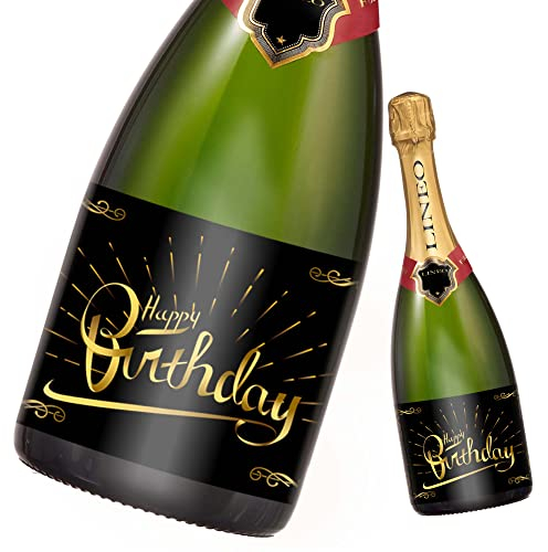 Étiquette de bouteille d'anniversaire 2 pièces; Étiquette Joyeux Anniversaire pour bouteilles de champagne et de vin, autocollante; Cadeau d'anniversaire pour homme et femme (Happy Birthday)