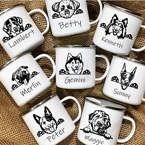 Regali di Natale Regali per gli Amanti dei Cani/Animali Domestici Personalizzati Tazza Smaltata/Nome Cane Personalizzato Bevande al caffè Dessert Tazze di Latte Manico Bicchieri Tazze da Campeggio