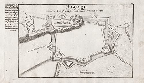 Homburg Stad und Schloss wie es von denen Frantzosen von Neuem bevestiget worden - Bad Homburg vor der Höhe / Schloss / Hessen