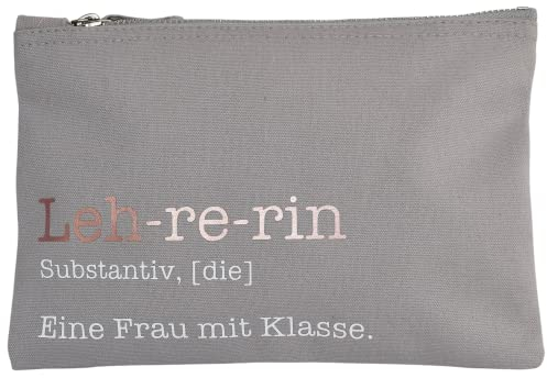 Geschenk - Canvas Federtasche | Lehrerin - eine Frau mit Klasse | Geschenkidee Abschied | Abschiedsgeschenk für Lehrer