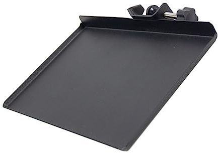BIUDECO Mic Stand Tray Iron Clip-on Accessory Smooth Black Surface Raised Edges for Secure Equipment Storage Dual-Position for Studio Stage Broadcast Room