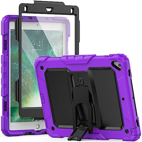SEYMCY Funda para iPad Air 2, iPad 6ª/5ª generación, iPad Pro de 9.7 pulgadas, funda de cuerpo completo de 3 capas a prueba de golpes con soporte plegable, protector de pantalla, funda para iPad Pro