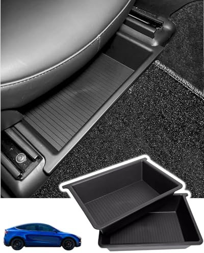 LBNCOBAG Car Front Under Seat Storage Box for Tesla Model Y Model X 2020-2024 Accessories Underseat Storage Tray Double-Layer Designed Hidden Organizers 1Pack