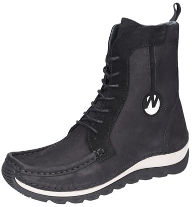 Wolky Ocean Hohe Schnürschuhe Nubukleder schwarz Größe 38