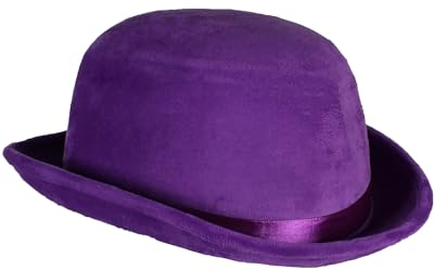 Thetru Melone Top Colour Velour mit Satinband 60 cm | Lila - Bowler Hut Erwachsene