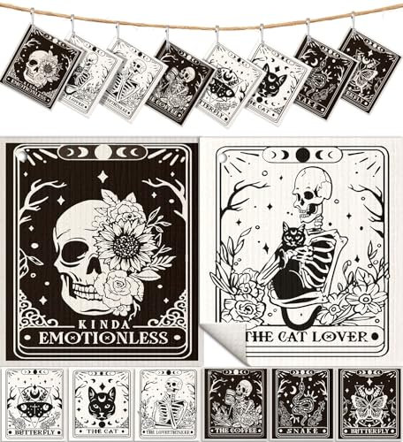 Miss Adola Paños suecos de cocina, paquete de 8 paños suecos reutilizables para lavar platos, absorbentes, de secado rápido, limpieza de esponja sueca, bonito patrón, para decorar toallas suecas,