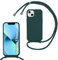 MBSLFY Silikon Handykette für iPhone 13 Mini Hülle mit Band,Silikon Necklace Handyhülle mit Abnehmbar Kordel zum Umhängen Stossfest Bumper Handy Schutzhülle für iPhone 13 Mini, Dunkel grün
