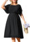 Hanna Nikole Female Plus Size Casual Dresses Ruffle Sleeve Chiffon Dress Beautiful Black 26