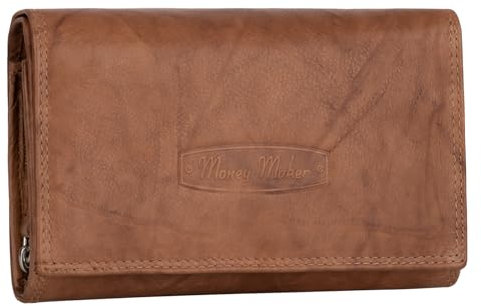 EAAKIE RFID Damen Geldbörse Portemonnaie Geldbeutel Damenbörse Leder 12 Karten (Tan)