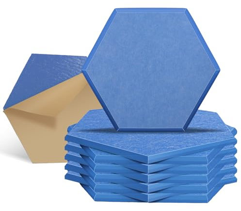 GUUSII HOME Schallabsorber Akustikpaneele Selbstklebend Schallschutz Wand 30 * 25.5 * 1cm Polyester Schallschutzplatten für Tonstudio Schalldämmung Hexagon Panel (Himmelblau, M)