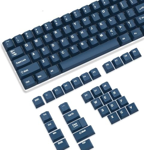 PBT Keycaps Cherry Profile Double-Shot Full Keycap Set for ANSI Mechanical Keyboards.Supports Cherry/Gateron/Kailh/Akko MX Switches.Keycaps Only,with Key Puller-Mountain Blue(120 keys)