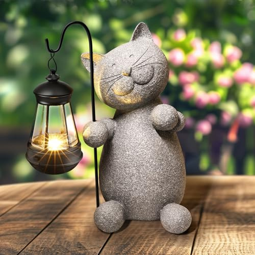Eletorot Cat Gifts for Women Mum, Funny Ornaments Outdoor with Solar Lights | Birthday Mothers Day Christmas Retirement Leaving Housewarming Gift for Cat Lovers Nan Sister Friend Coworker