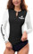 Women Breathable Rash Vest 1/4 Zip UPF 50+ Long Sleeve Quick Dry Swimming Tops Black & White XXL