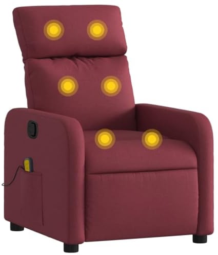 vidaXL Massagesessel, Sessel Verstellbare Rückenlehne Fußteil, Fernsehsessel Relaxsessel mit Liegefunktion, Liegesessel Polstersessel Ruhesessel, Weinrot Stoff