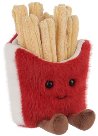 Apricot Lamb Pommes Frites Lebensmittel Essen Plüschtiere für Kinder, weiche niedliche Kuscheltier für Baby Mädchen und Jungen, Flauschige Pommes Gelb Rot 17 cm