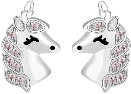 Yinsen Einhorn Ohrringe Silber 925 Mädchen, Einhorn Schmuck Geburtstag Geschenke für Frauen Tochter