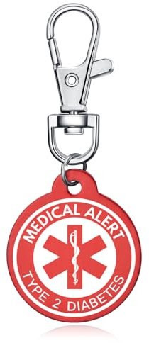 AITENME Llavero de alerta médica con etiqueta de identificación, llavero de emergencia, llavero médico con texto grabado personalizado, emergencia, amistad médica, colgante de protección, Diabetes