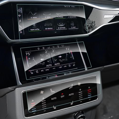 SHAOHAO Kompatibel mit Audi A6 C8/4K & A7 4K8 2019-2023 2024 (Navigation + Rear Entertainment System) Kompletter Satz Displayschutzfolien gehärtete Glasfolie audi a6 c8 [ 3 Stück ]