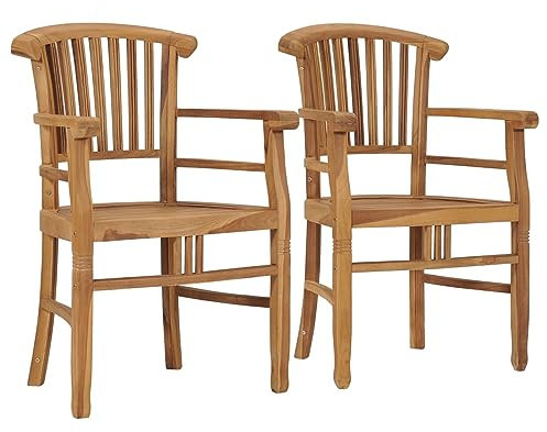 Rantry Casa Gartenstühle 2 Stück aus massivem Teakholz, Stühle für den Außenbereich, Esszimmerstühle für Garten, Gartenmöbel, Terrassenmöbel