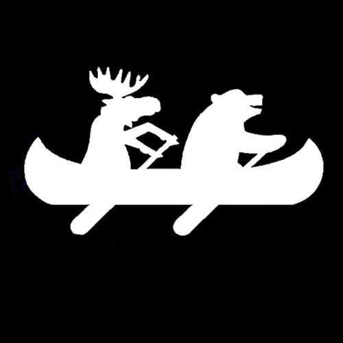 15.4x8.7CM Interessante Moose Bear Canoe Decal Vinyl Car Stickers