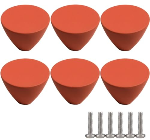 ZESLIV 6 Stk Möbelknöpfe Möbelgriffe aus Zinklegierung Schubladenknopf Schranktürknöpfe, 30mm Möbelknopf Kinderzimmer Möbelknauf, Orange