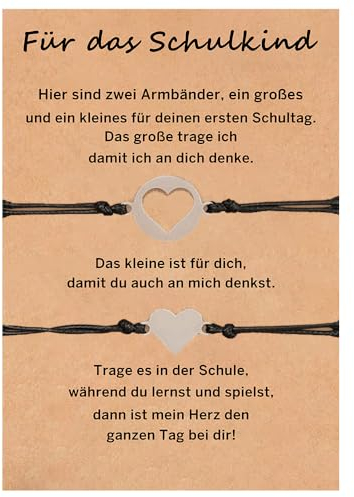 lorajewel Mutter Tochter Armband Set Schulkind Armband Mädchen Geschenke für Tochter Sohn Kinder Mama Mädchen (Herz*2)
