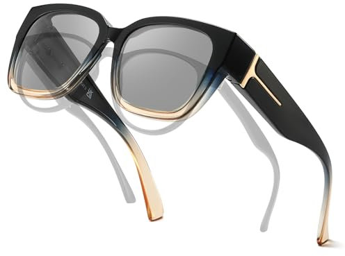 Myiaur CAT.2 Night Driving Glasses Fit Over Glasses for Women Polarised Anti Glare Night Vision Headlight Glasses for Day & Night