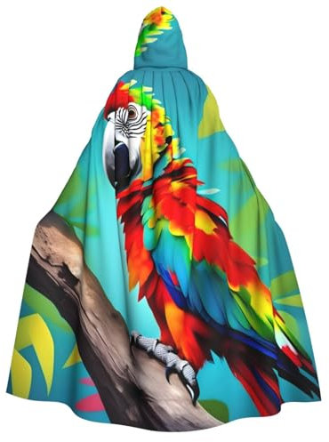 WAFICAC Papageien auf Baum Druck Unisex Erwachsene Kapuzenmantel Wizard Robe Männer Cosplay Cape Karneval Thema Party Dekor
