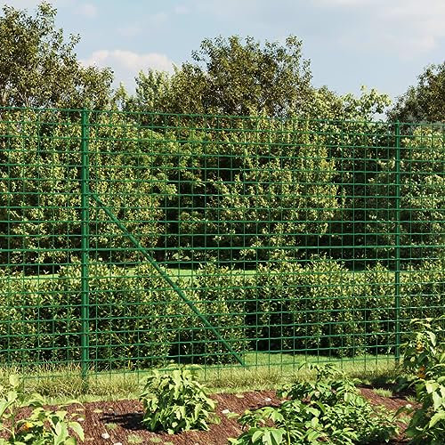 Juroupi Metall Gartenzaun mit Bodenhülsen Zaunelemente Weidezaun Zaunpfosten Grün 1,6x25 m - 154140