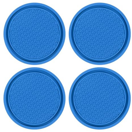 sourcing map 4pcs Car Cup Coasters Universal PVC Car Cup Mats Non-Slip Cup Holder Insert Coasters Car Interior Accessories, Blue