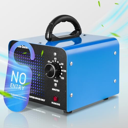Bellanny Ozone Generator, 60,000 Mg/h Negative Ion Generator, Large Capacity Commercial Industrial Ozone Odor Eliminator Air Purifier with 120 Minute Timer for 200m² Room, Cars, Kitchen, Office
