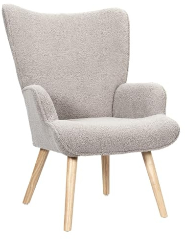 HOME DECO FACTORY Couchtisch Rechteckig Industrial Holz und Metall Natur | Lounge-Sessel aus Sperrholz und Bouclé-Stoff, ergonomischer Sitz, elegantes und Wohnzimmer, 68x96x75cm, taupe