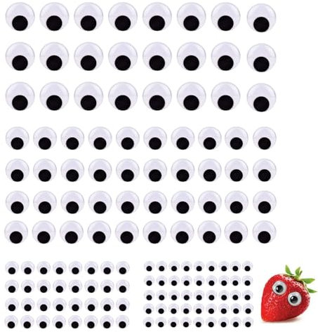 Femnow 141 Stück Wackelaugen Selbstklebend Kulleraugen Selbstklebend, 8/10/15/20 mm Bastelzubehör Googly Eyes, Klebeaugen Selbstklebend, Kunststoff Bastelaugen Puppenaugen für DIY Spielzeuge