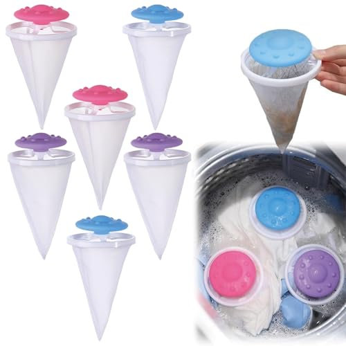 6 Pcs Pet Hair Remover Washing Machine, Pet Hair Dissolver Washing Machine Reusable Pet Hair Removal Device Dog Hair Remover Washing Machine for Laundry Floating Hairs Filtering Mesh