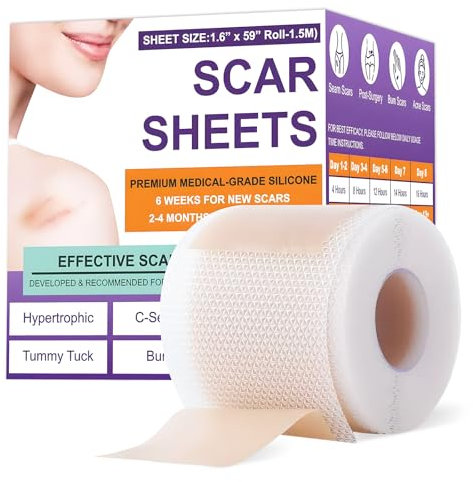 Silicone Scar Tape, Silikon-Narbenband, Silikon-Narbenpflaster, Silikon Narben Tape, Atmungsaktive Silikon Narbentücher, Für Operationen, Kaiserschnitt, Bauchdeckenstraffung